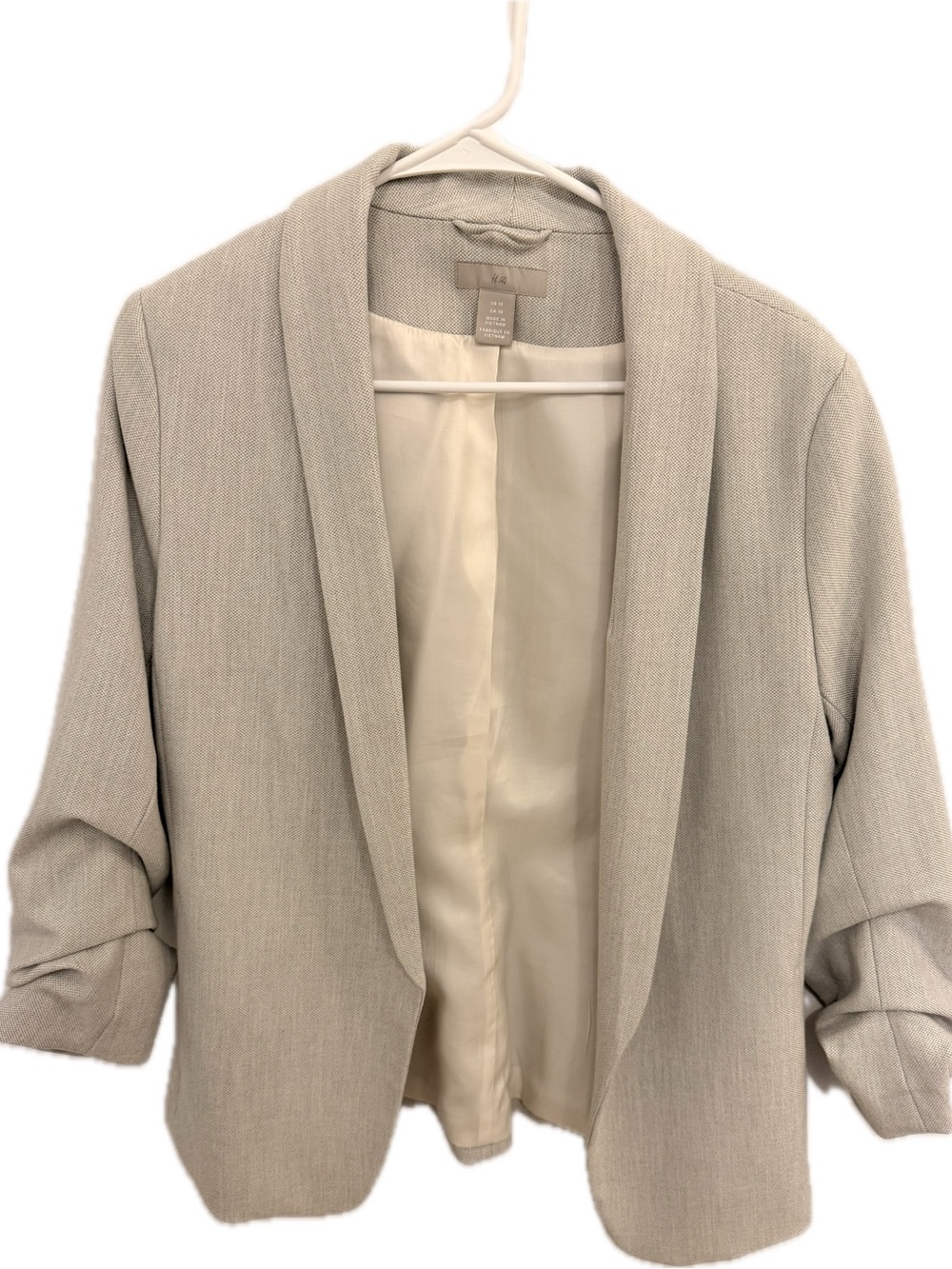 H&M Women's Open Front Shawl Collar Blazer - Light Gray